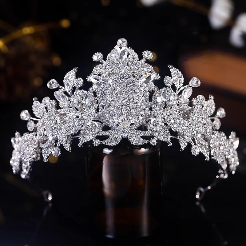 New Crystal Wedding Bride Style Main Wedding Dress Crown Headwear Super Fairy Birthday Party Crown Retro Evening Dress
