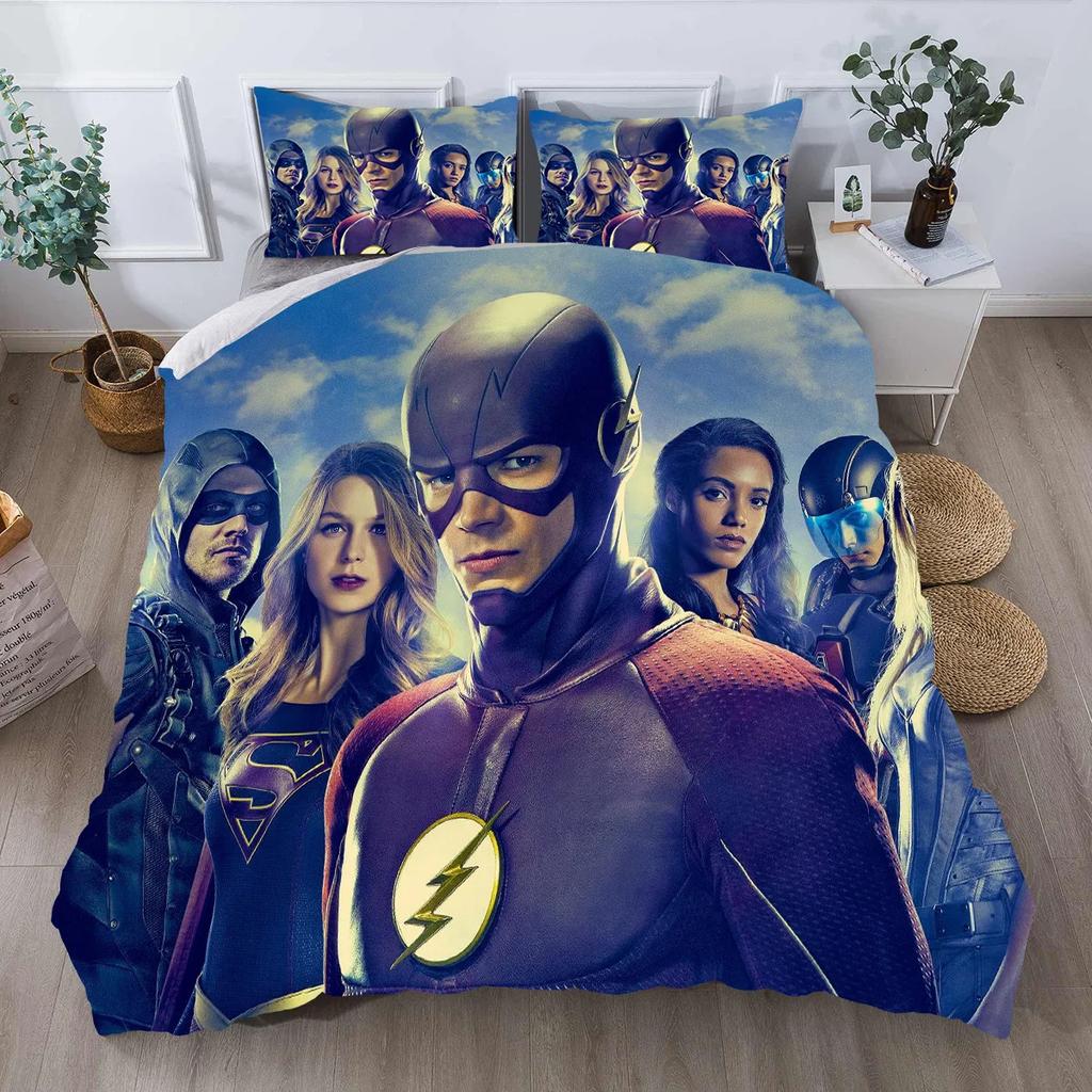 3D Flash Man Bedding Set With Pillowcases, Animeduvet Cover Twin Queen King Single Size Fashion Luxury Bedroom Decor Kids Gifts
