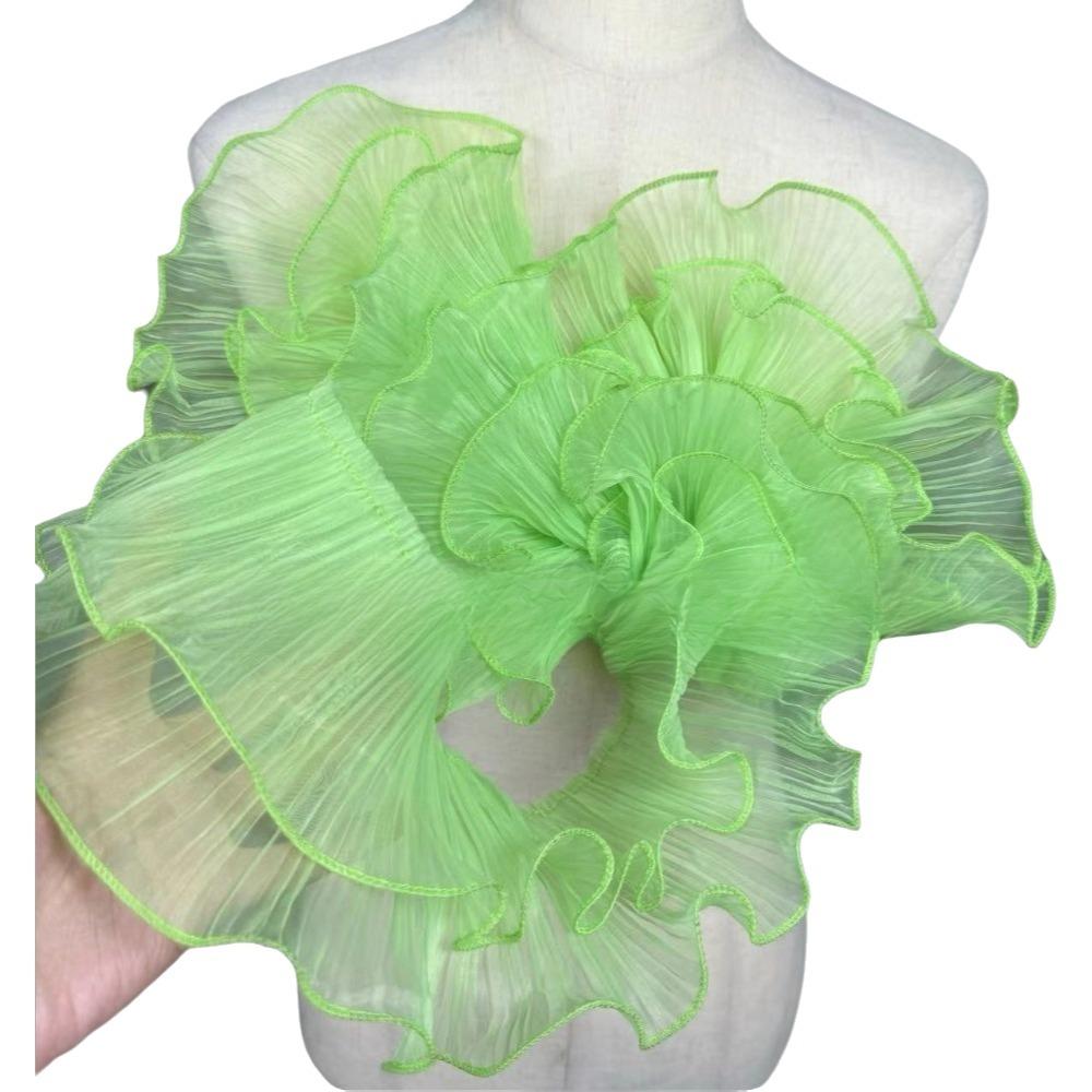 

1 Yard Pleated Fabric Magic Color Ruffle Pleated Pleated Lace Rose Flower Pattern Organza Translucent Laser Gradient Lace Length 1 Yard ціан