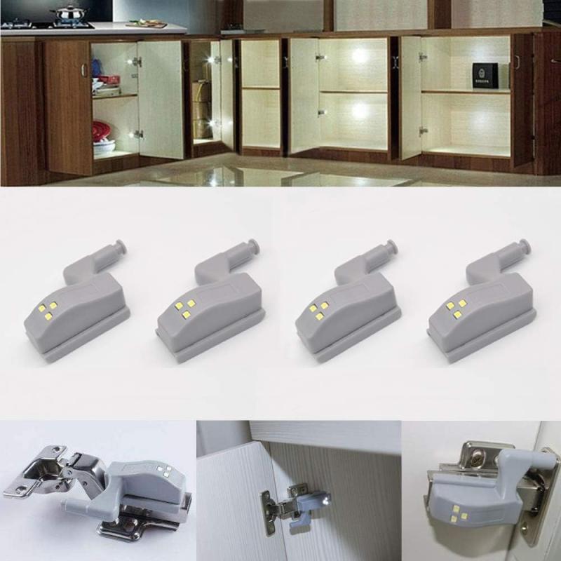 4PC LED Inner Hinge Lamp Cabinet Lights Universal Wardrobe Cupboard Door Sensor Lights Bedroom Kitchen Closet Night Lights