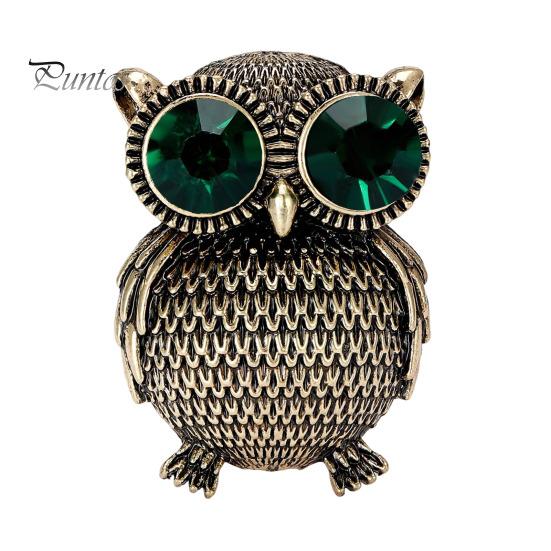 Женская ретро-брошь в виде совы со стразами, большие глаза совы, миниатюрная брошь в виде животного из сплава, лацкан, корсаж, шарф, булавки, аксессуары золотистый