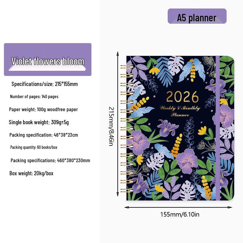 2026 English Student Weekly A5 Planner Coil Notebook