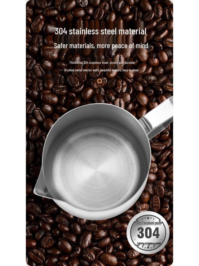 304 Stainless Steel Latte Art Milk Frothing Jug - Embossed Spout for Perfect Foam
