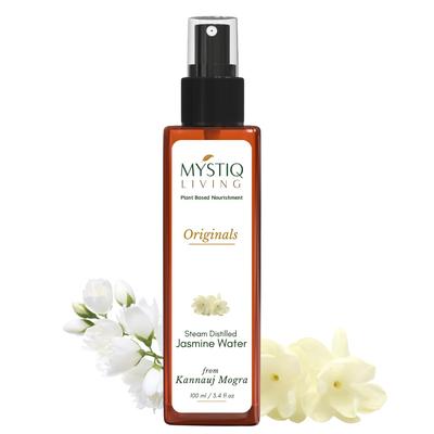 Mystiq Living Jasmine Floral Water Spray -100 ML | Pure Mogra Jal,100% Pure and Natural | Steam Distilled for Face, Hair Mist, Toner, Body Mist & P