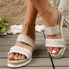Damen Espadrille Keilsandalen mit offenem Zeh, dicker Sohle, geflochtenem Jute, Sommer Strand Slipper