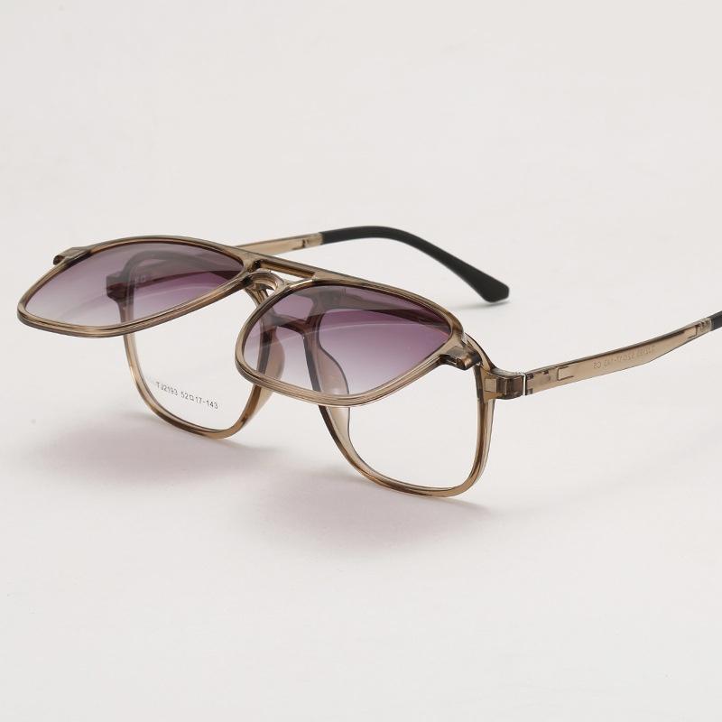 TR90 Magnetic Cover Glasses Double Beam 2-in-1 Men's Glasses Frame Polarized Sunglasses Optical Prescription Frame Women TJ2193