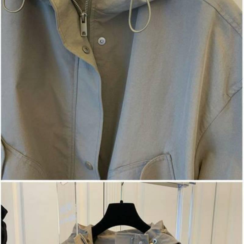 2025 Spring/Autumn Casual Loose Patchwork Zipper Windbreaker Petite Jacket