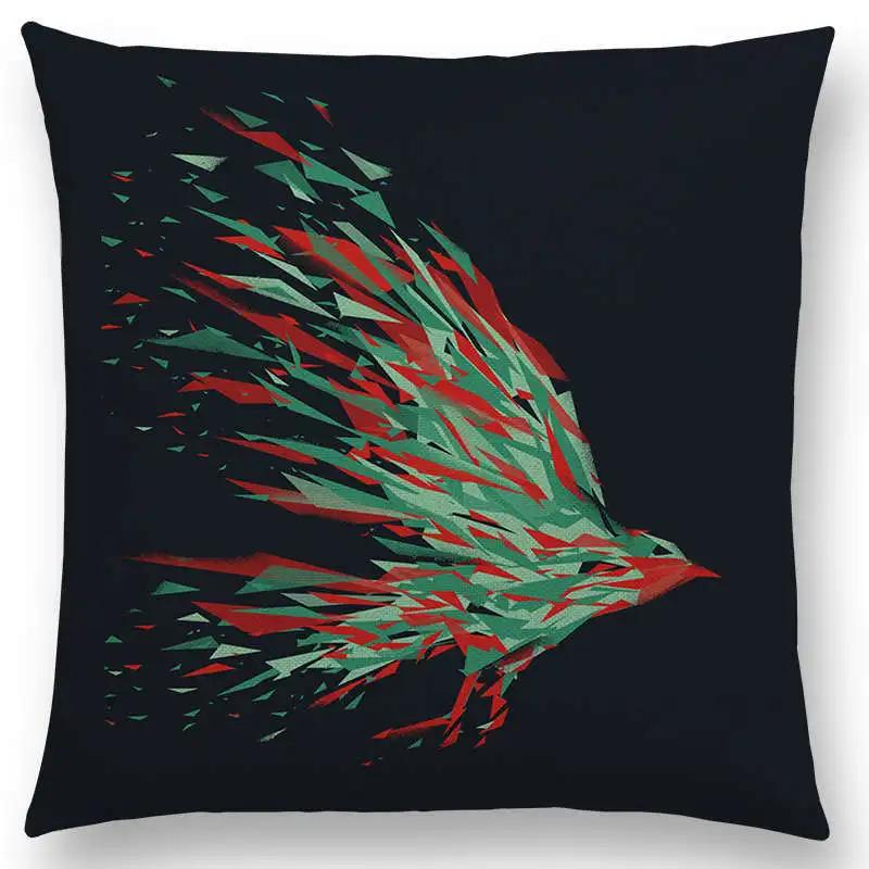 Najnowsze Wspaniałe Kolorowe Ptaki Sztuka Abstrakcyjna Paw Wrona Sowa Orzeł Koliber Poszewka na Poduszkę Sofa Poduszka Dekoracyjna