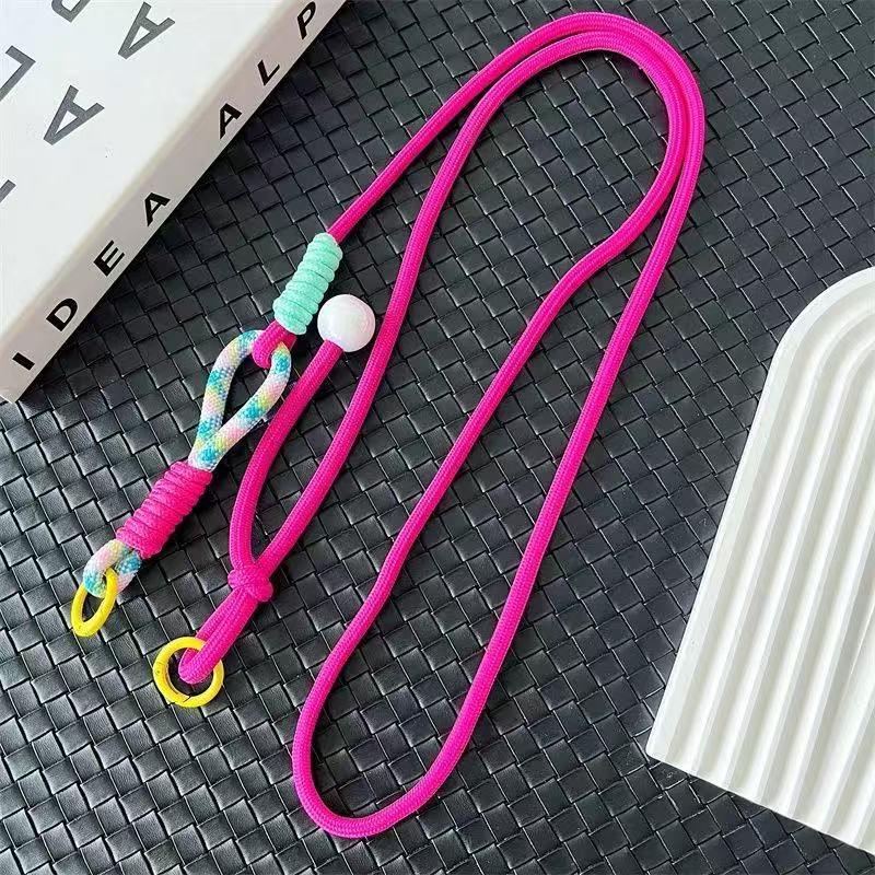 

Trendy Adjustable Pearl Phone Lanyard - Woven Contrasting Long & Short Strap Styles