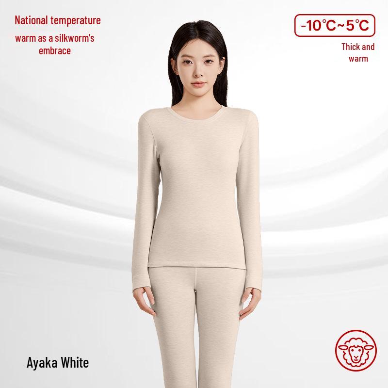 Női kasmírkeverék hőtermelő kerek nyakú termál szett: Antisztatikus, Bőrbarát, Őszi/Téli Alsónemű