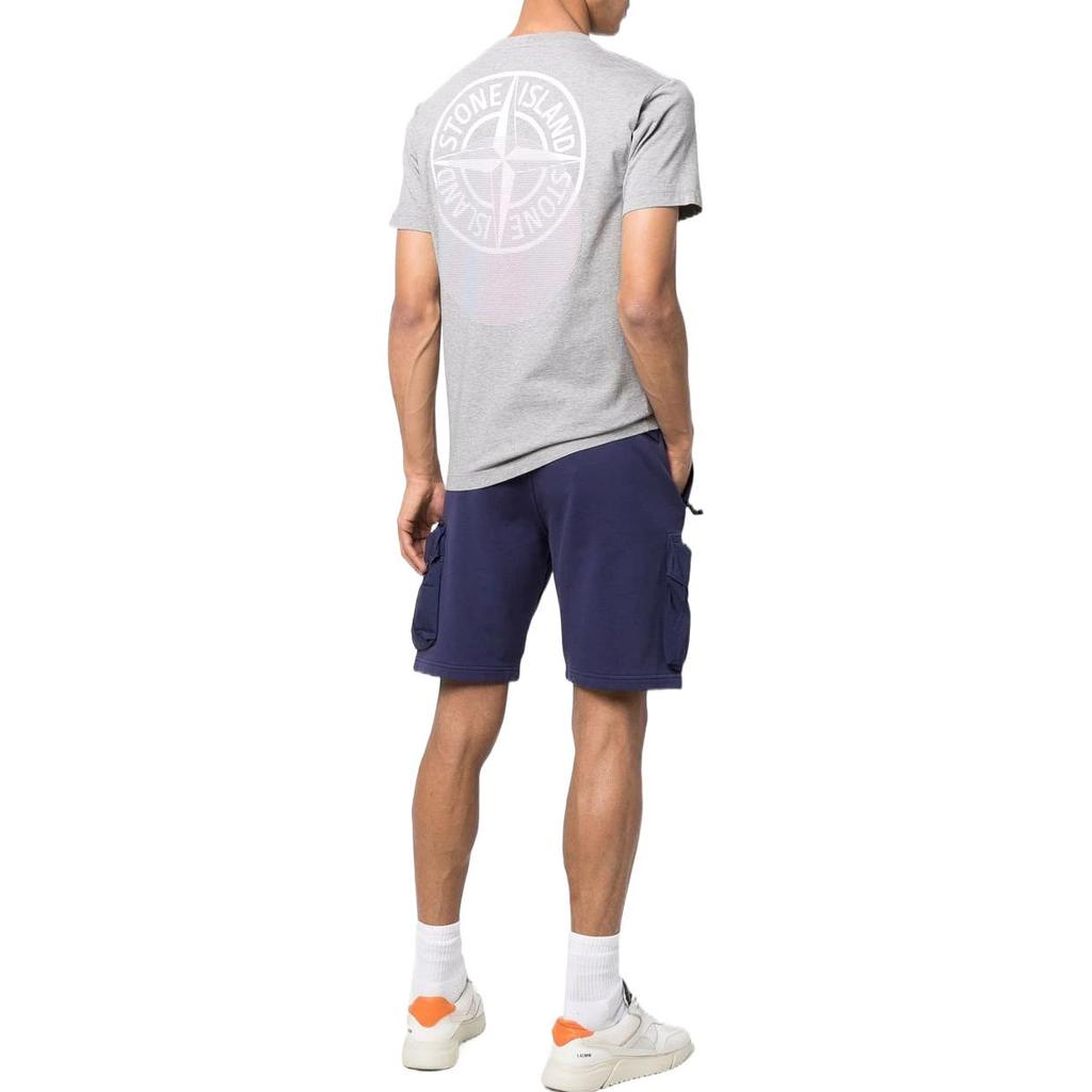 Stone Island Ss22 Solid Color Logo Letter Print Cotton Short Sleeve T-Shirt Men tops Gray 76152NS94-V0M64