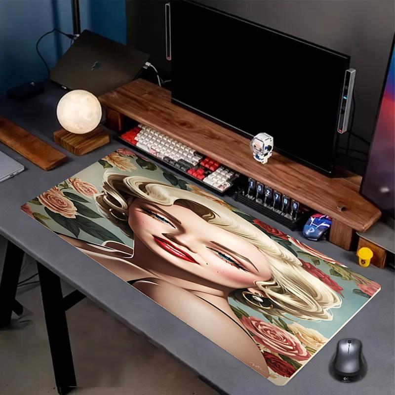 Marilyn Monroe Print Mouse Pad, Anti‑Slip Desktop Keyboard Mat, for PC Laptop Gaming Working Daily Use, Cool Festival Surprise Gift
