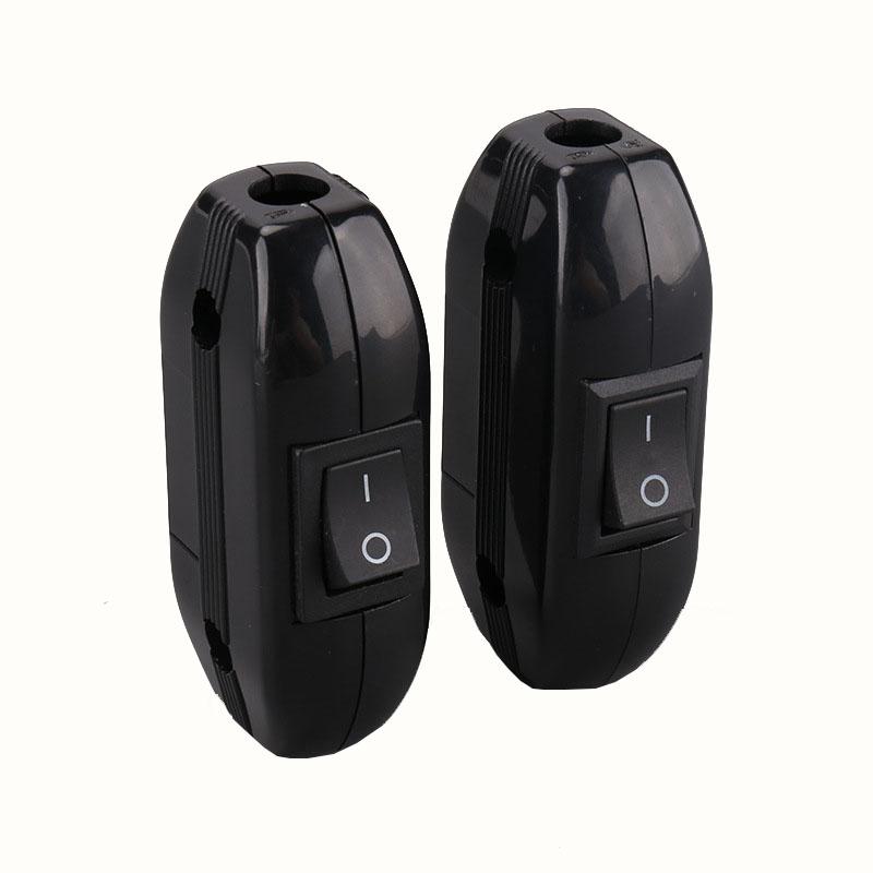 Black Online Rocker Switch On - Off Button AC250V 6A Bedside Table Lamp Midway Led Light Wire Electric Switch 2gang