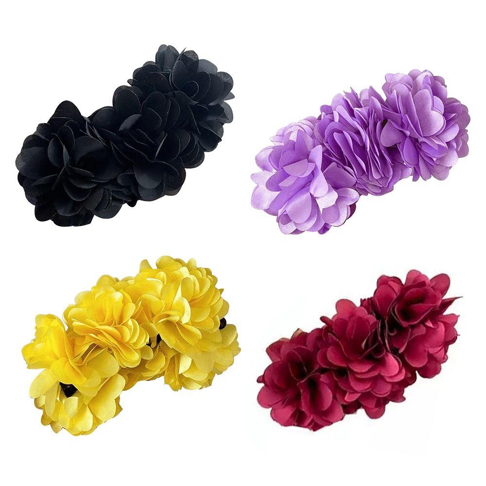 

Romantic Shark Clip Elegant Flower Hairgrips Hair Accessories Banana Hair Claw Summer Vacation вина червоного кольору