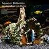 Resin Aquarium Bark Cave Ornament Fade-Resistant Hideaway with Fake Plant Coral Rock for Freshwater Saltwater Tank
