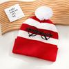 2pcs Red Fleece White Beanie Hat with Fleece Pom,winter Warmth Suitable for New Year,Christmas,Holiday Accessories Decorations