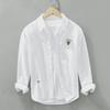 Giacca Camicia Casual da Uomo 6633 Oxford Ricamata a Maniche Lunghe