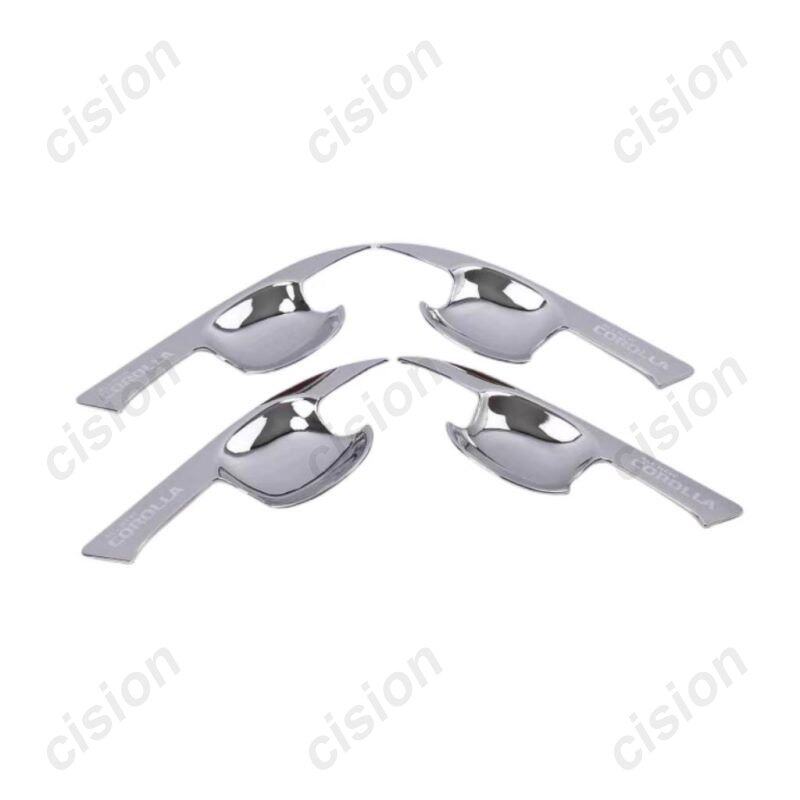 Carbon Fiber Chrome Car Door Handle Bowl Cup Protective Cover Trim Cap Sticker Protector For Toyota Corolla Altis E210 -