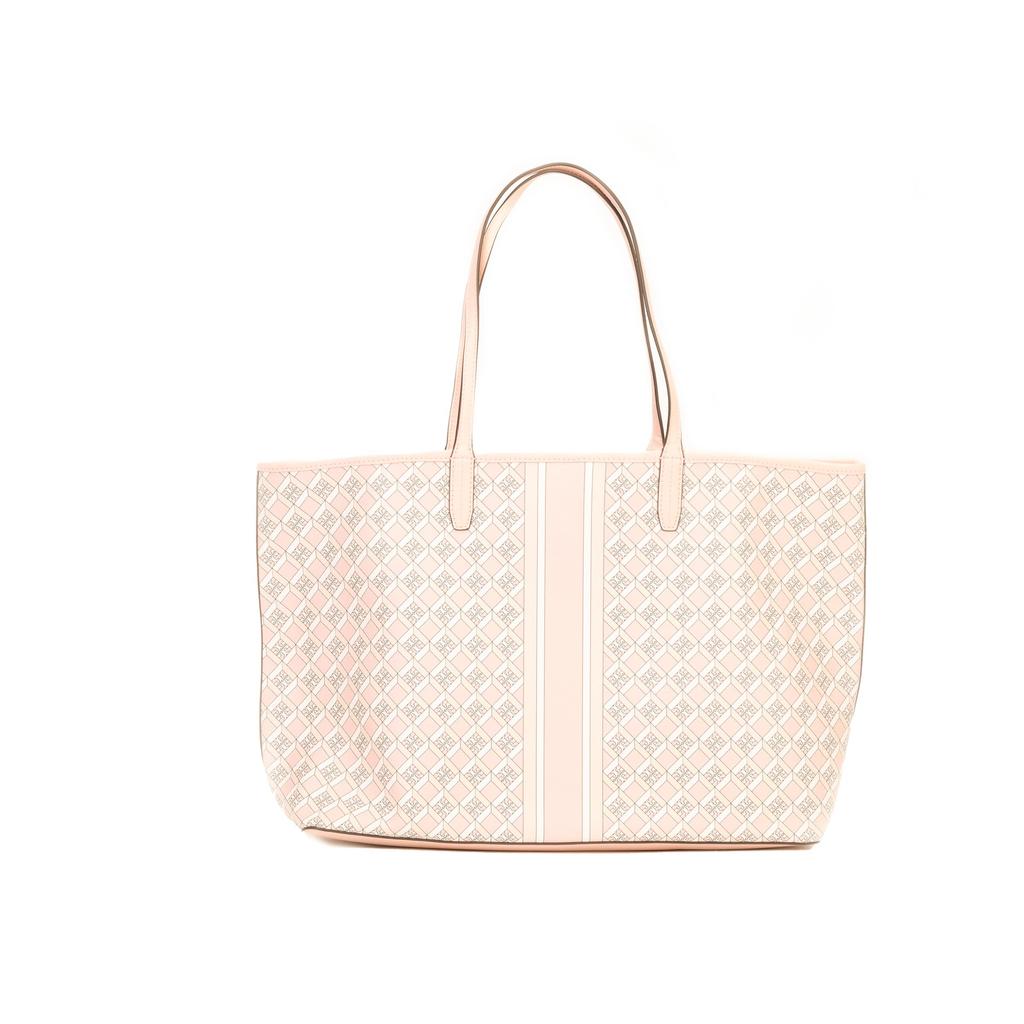 Tory Burch TB Perry Borsa a Tote Grande Capacità in Tela Rivestita Trapuntata con Logo per Pendolari Donna Rosa Multicolore 82398-655