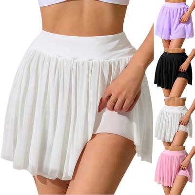 Jupe Athlétique Taille Haute pour Femmes avec Short Intégré Jupe-Short Plissée de Yoga pour Salle de Sport Tennis Course à Pied Entraînement Fitness