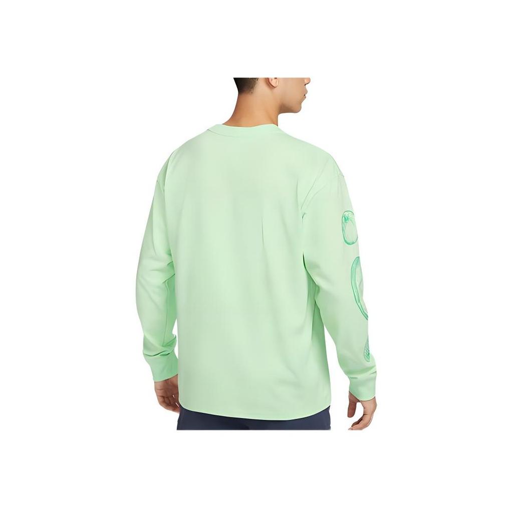 Nike Comfortable Casual Fruit Print Crew Neck Sports Knit Long Sleeve T-Shirt Men Tops Teal FV3489-376
