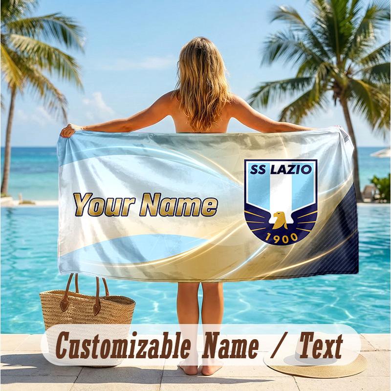 Custom Text Beach Towel, Soft Absorbent Swimming Multi-use TowelLazio FC