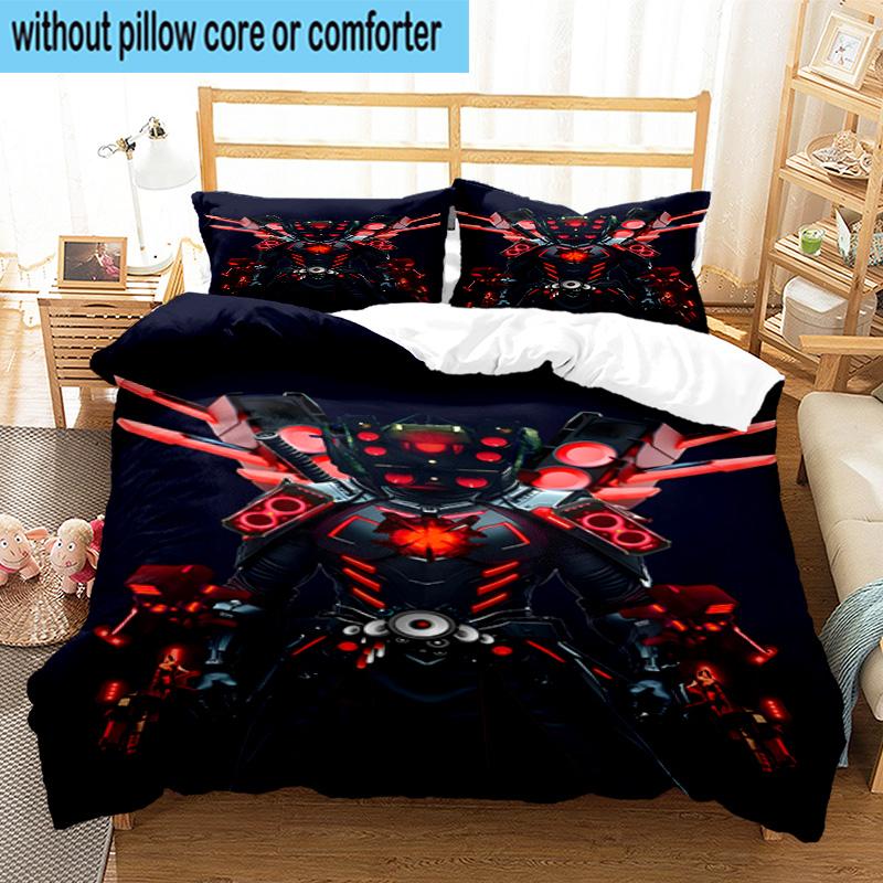 3PCS Robot Invasion Alert 3pcs Bedding,Including 3PCS Duvet Cover And 2pcs Pillowcases Perfect for Christmas,Ideal for Bedroom, Dormitory