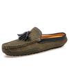 2025 Summer Plus Size Suede Leather Half Shoes For Men Loafers Slippers Mules Men Semi-Drag Casual Shoes Slip On Flat Sandals