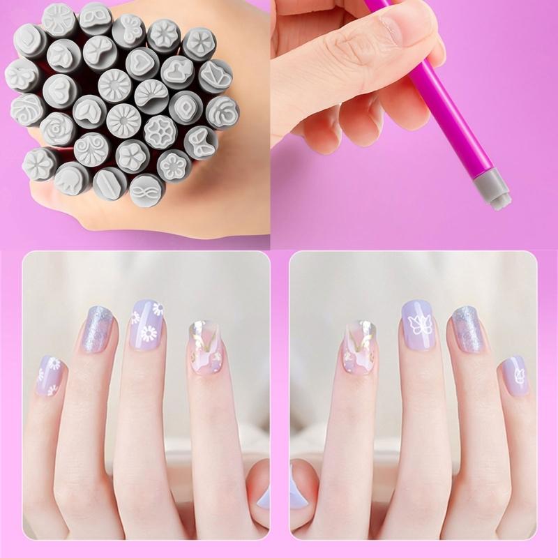 Nail Art Silikon Stempelstift für filigrane Designs Einfacher Transfer mit präzisem, weichem, praktischem Kopf Party Nail Art Werkzeug