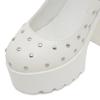 Gdgydh Scarpe con Tacco Alto Borchiate Piattaforma per Donna Cinturino alla Caviglia con Fibbia Borchiata Tacco Chunky Scarpe Bianche da Cerimonia