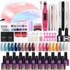 PHOENIXY-Juego de manicura profesional con lámpara de uñas, conjunto de esmaltes de uñas de Gel, herramientas completas para decoración de uñas, lámpara LED/UV