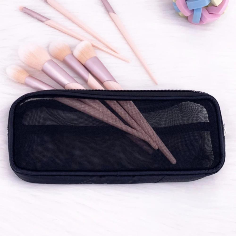 Makeup Brush Travel Bag Portable and Simple Makeup Storage Bag Mesh Design Large Capacity High-capacity Portable Makeup Pouch