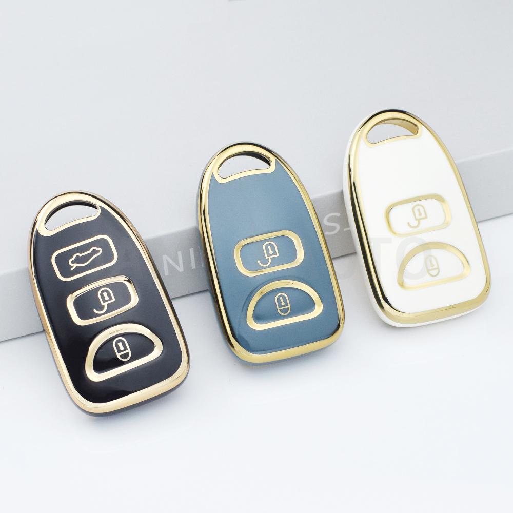 Tpu Remote Car Key Shell Case For Hyundai Elantra Sonata Santa For Kia Carens 2+1/3+1 Buttons Key Protector Cover Key Chain Set