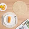 Japanese Paper Woven Placemat Non-slip Thermal Insulation Mat Round Household Coffee Coaster Western Food Mat Decoration Pads