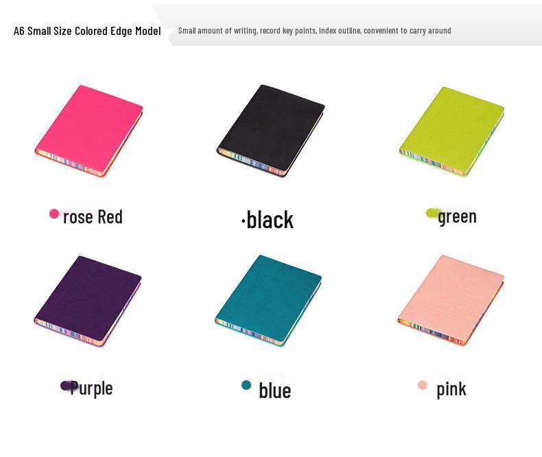 A5 Soft Cover Rainbow Edge Cute Notebook - Custom Color Edge Thick Leather Diary