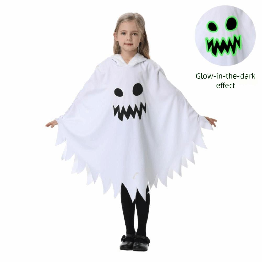Ghost Face Design Halloween Costume White Black Party Dress-Up Costume Kids Cosplay