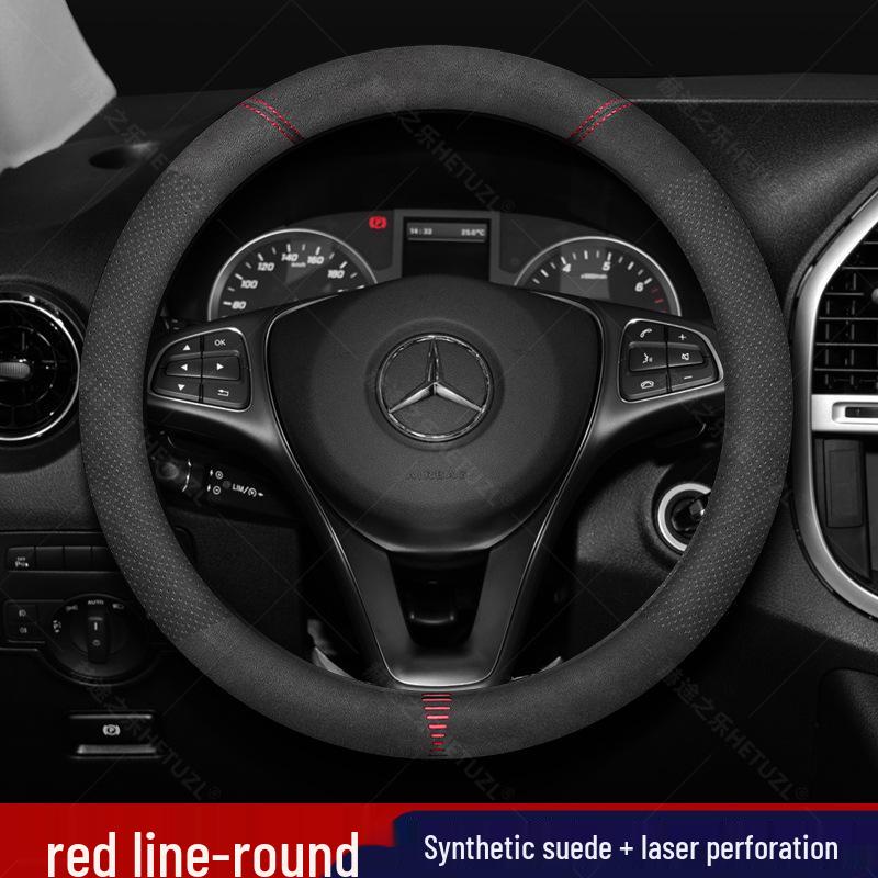 Breathable Non-Slip Leather Steering Wheel Cover for 21-23 Mercedes-Benz EQB