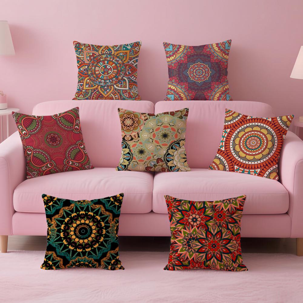 The Splendid Mandala Flower Design Cushion Cover Pillow Case Soft Skin Friendly Fabric Concealed Zipper