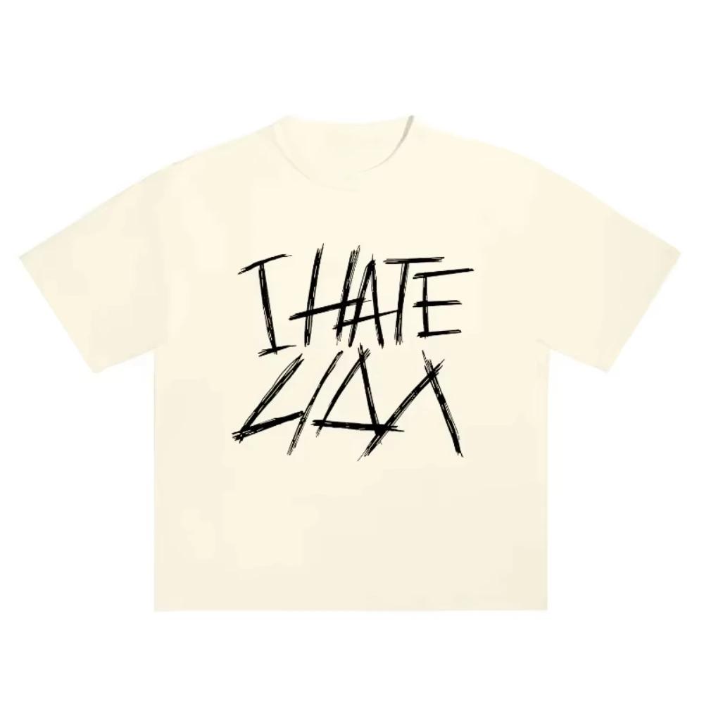 

Хип-хоп Уличная одежда Оверсайз Женская одежда Короткий рукав Я ненавижу Лиду Графический принт Y2k Топы Футболка Харадзюку Гот Корейская Мужская футболка S