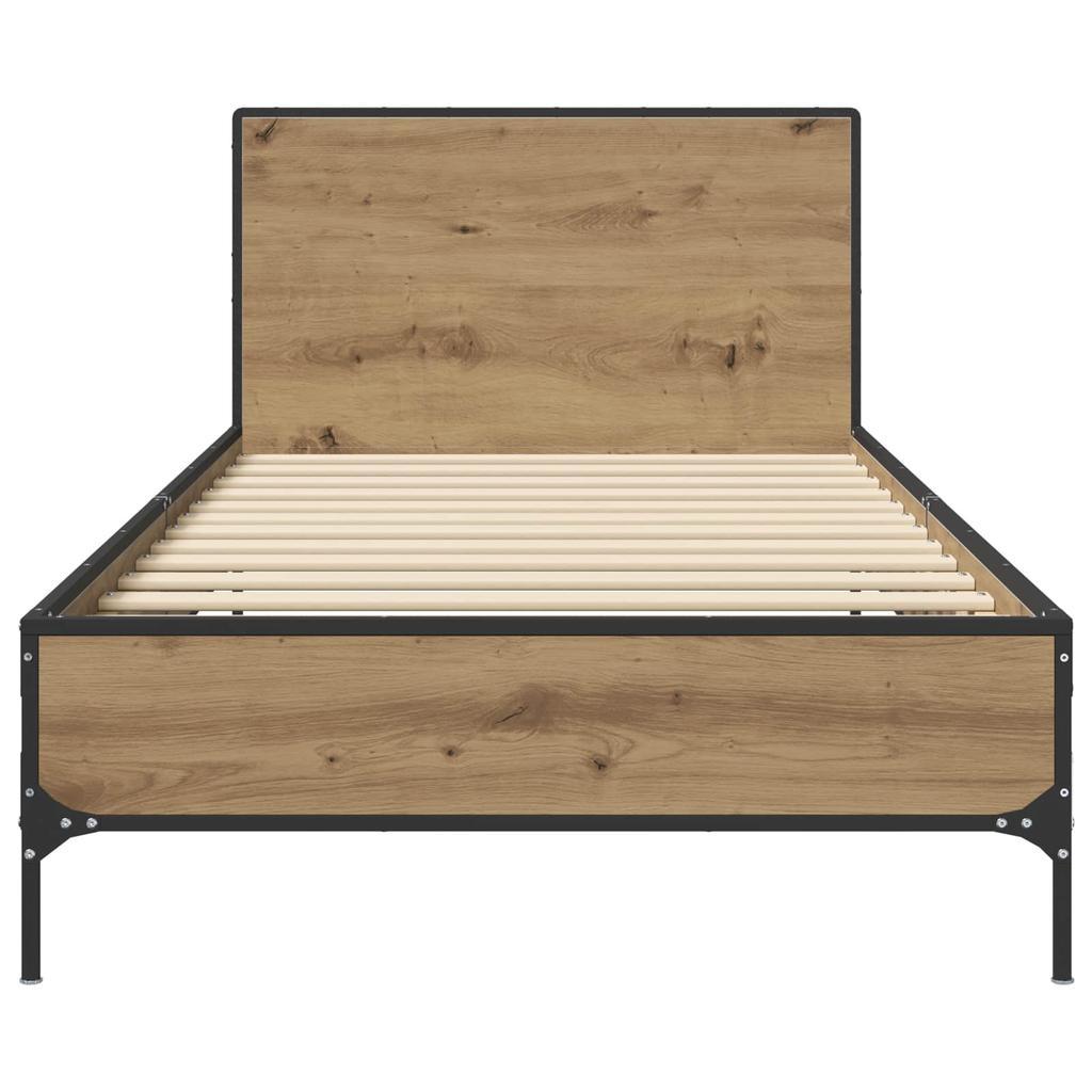 Bed Frame with Headboard Rustic Oak Finish 80 x 200 cm