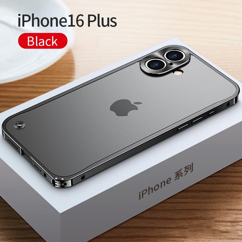 Coque de téléphone à cadre métallique Pour iPhone 17 11 12 13 14 15 16 Pro Max Alliage d'aluminium Protection Complète de l'Objectif Coque Arrière Métallique Plaqué Pour iPhone 13 mini