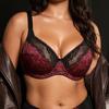 Női Plus Size Virágmintás Merevítős Szexi Csipkés Légáteresztő Fehérnemű Teljes Kosaras 85C-110D