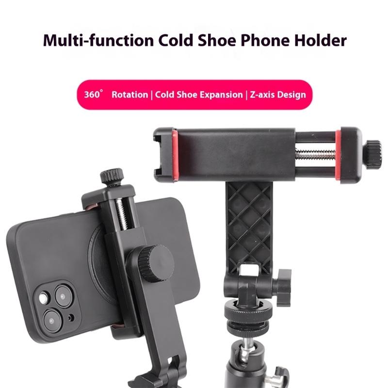 General Smartphone Holder For DSLR Cameras Secure Clamp Design 360 Swivels Cold Shoe Mount