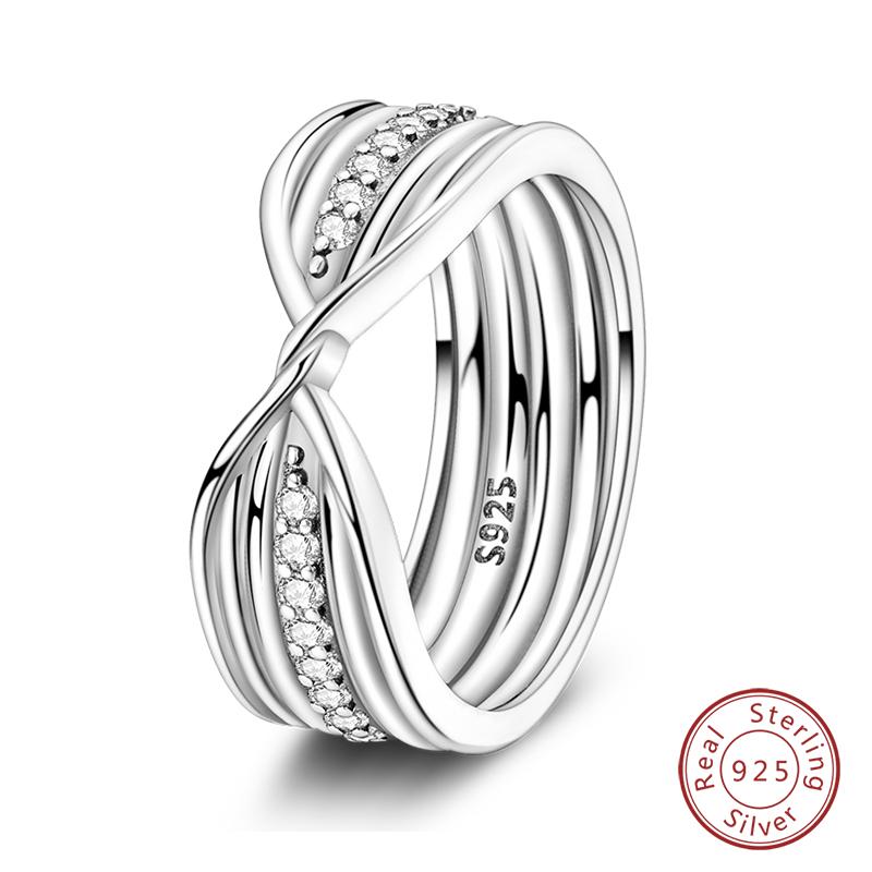 925 Silver Heart Shaped Infinite Minimalist Rings Hollow Celtic Knot Rings For Women Elegant Engagement Wedding Jewelry