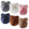 Pudcoco Baby Girls Turban Hat, Soft Elastic Cute Knotted Bow Hat Nursery Beanie Cap for Infant