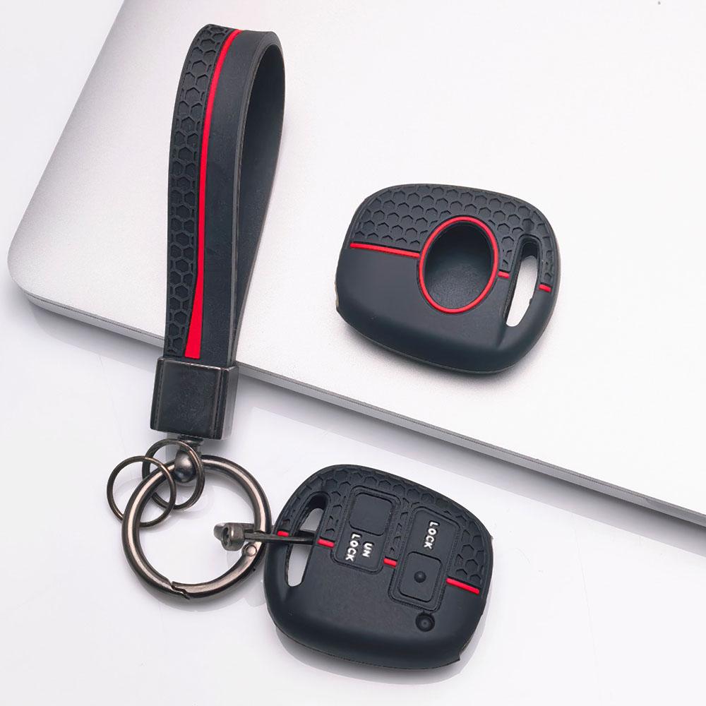 2 Button Silicone Key Fob Cover with keychain for Toyota Camry Prado FJ Cruiser Previa RAV4 Echo HiAce, Fits Toyota Camry Cruiser RAV4