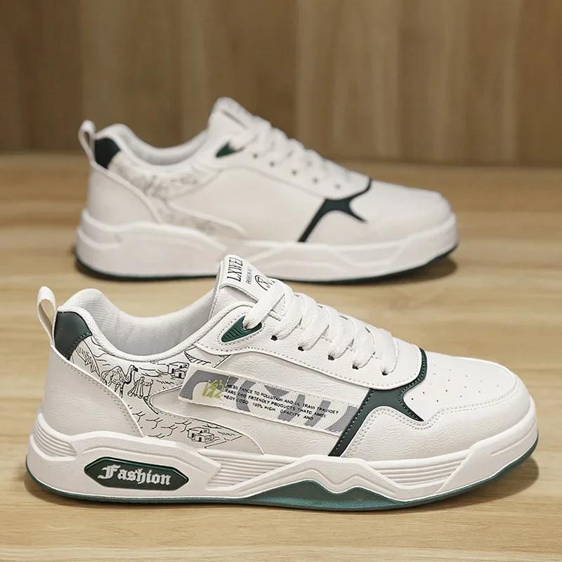 

Мода Новые студенческие спортивные туфли Мужская мода Универсальные туфли на толстой подошве Кожаные контрастные ретро плоские повседневные туфли 2024 44 зелёный