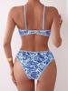 Verspielter Floral 2025O Damen Zweiteiliger Bikini mit Ring-Verknüpftem Dreiecksdesign