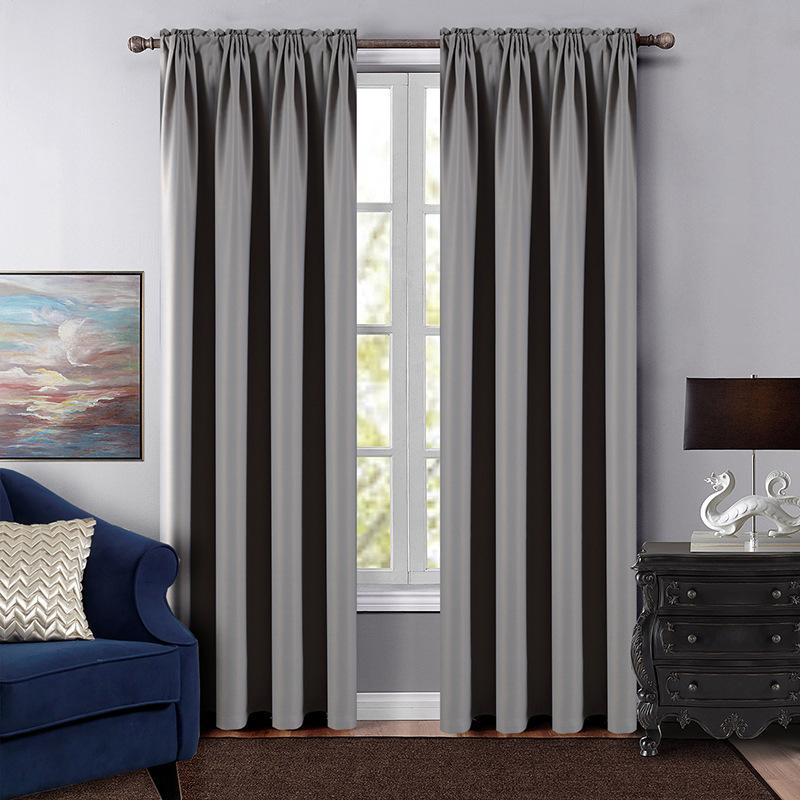 High-Precision Texture Blackout Curtain Cloth Keqiao Curtain Living Room Bedroom Plain Curtain Finished Product