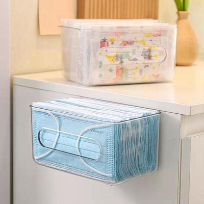 Transparent Storage Box Wall Mounted Tissue Box Large Capacity Disposable Mask Holder Free-punching for Home Office Entrance